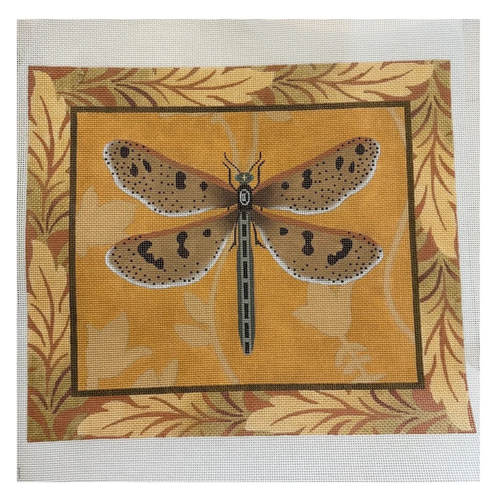 Melissa & Shirley Hand Painted Dragonfly Needlepoint Canvas Vintage 15 x 13